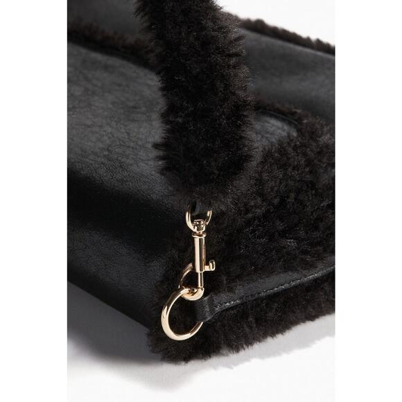 H&M Fluffy-trim Shoulder Bag Purse - One size Black - Picture 4 of 4